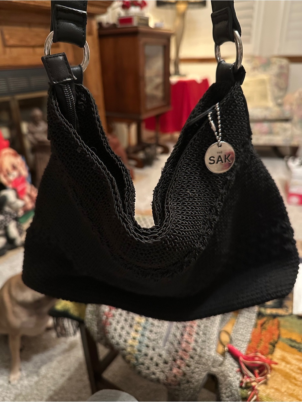 The Sak Black Crochet Shoulder bag